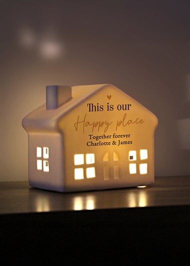 Personalised Memento Company Black & Gold LED Ceramic House