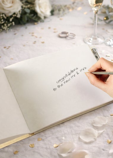 Personalised Memento Company Black and Gold Guest Book and Pen