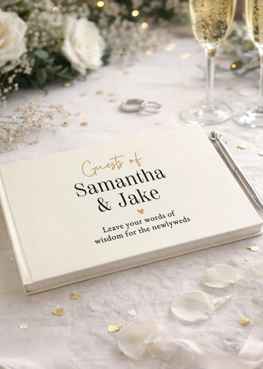 Personalised Memento Company Black and Gold Guest Book and Pen