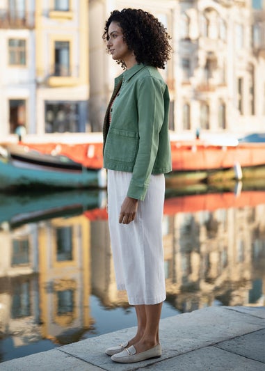 Yumi Green Canvas Jacket With Patch Pockets