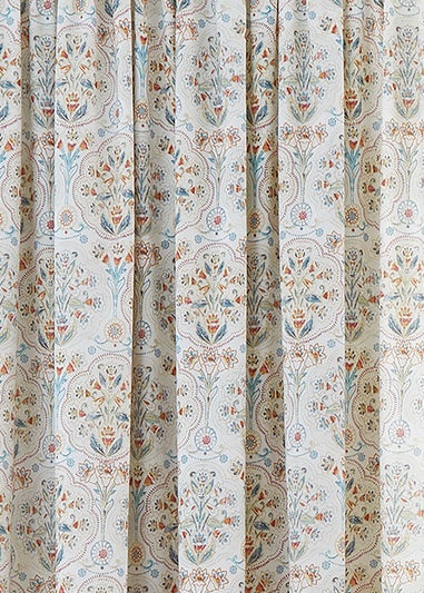 Dreams & Drapes Edena Decorative Floral Lightweight Natural Pencil Pleat Curtains