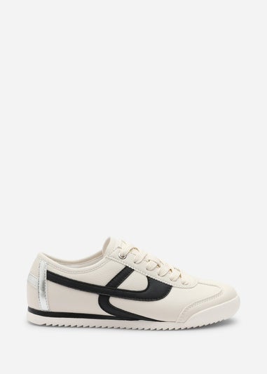 Where's That From Brisa Beige Court Trainer With Black Stripe