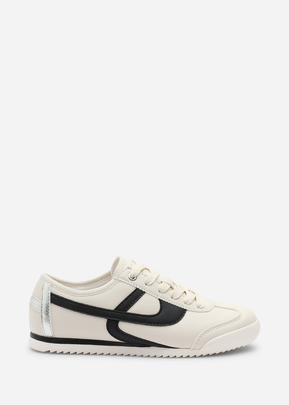 Where's That From Brisa Beige Court Trainer With Black Stripe