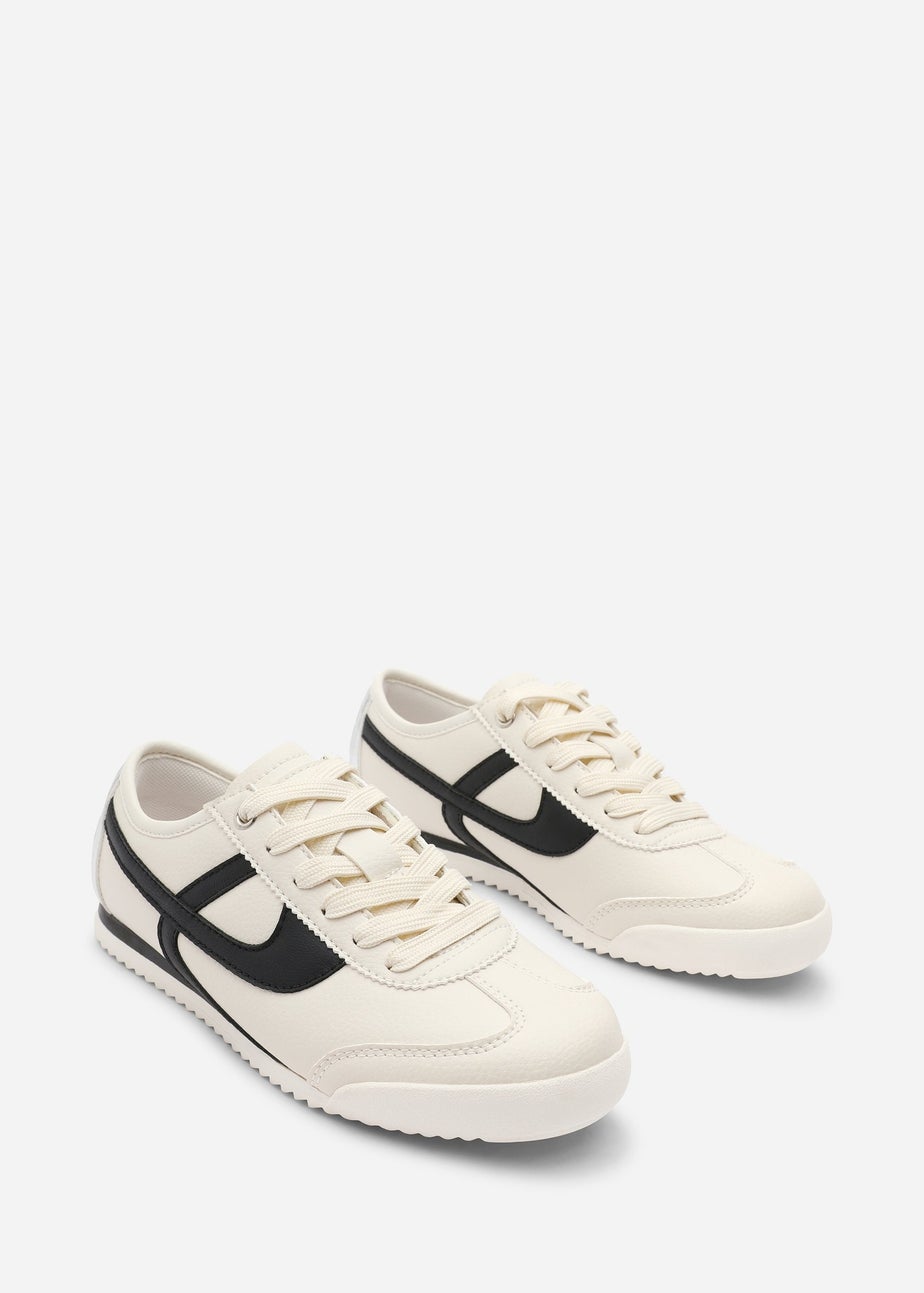 Where's That From Brisa Beige Court Trainer With Black Stripe