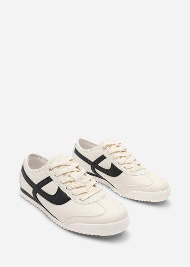 Where's That From Brisa Beige Court Trainer With Black Stripe