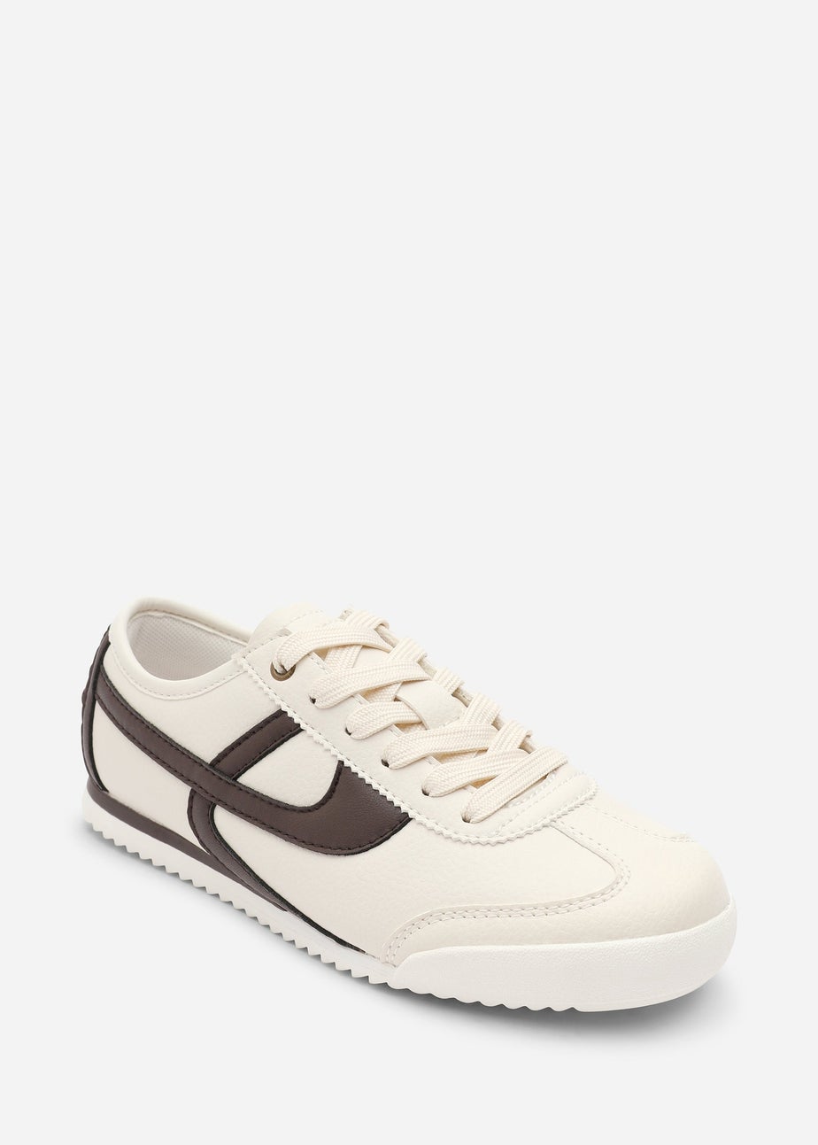 Where's That From Brisa Beige Court Trainer With Brown Stripe