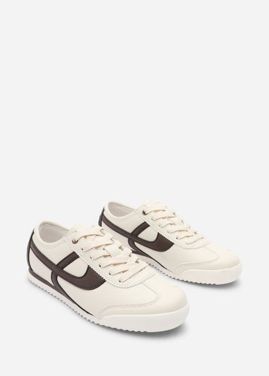 Where's That From Brisa Beige Court Trainer With Brown Stripe