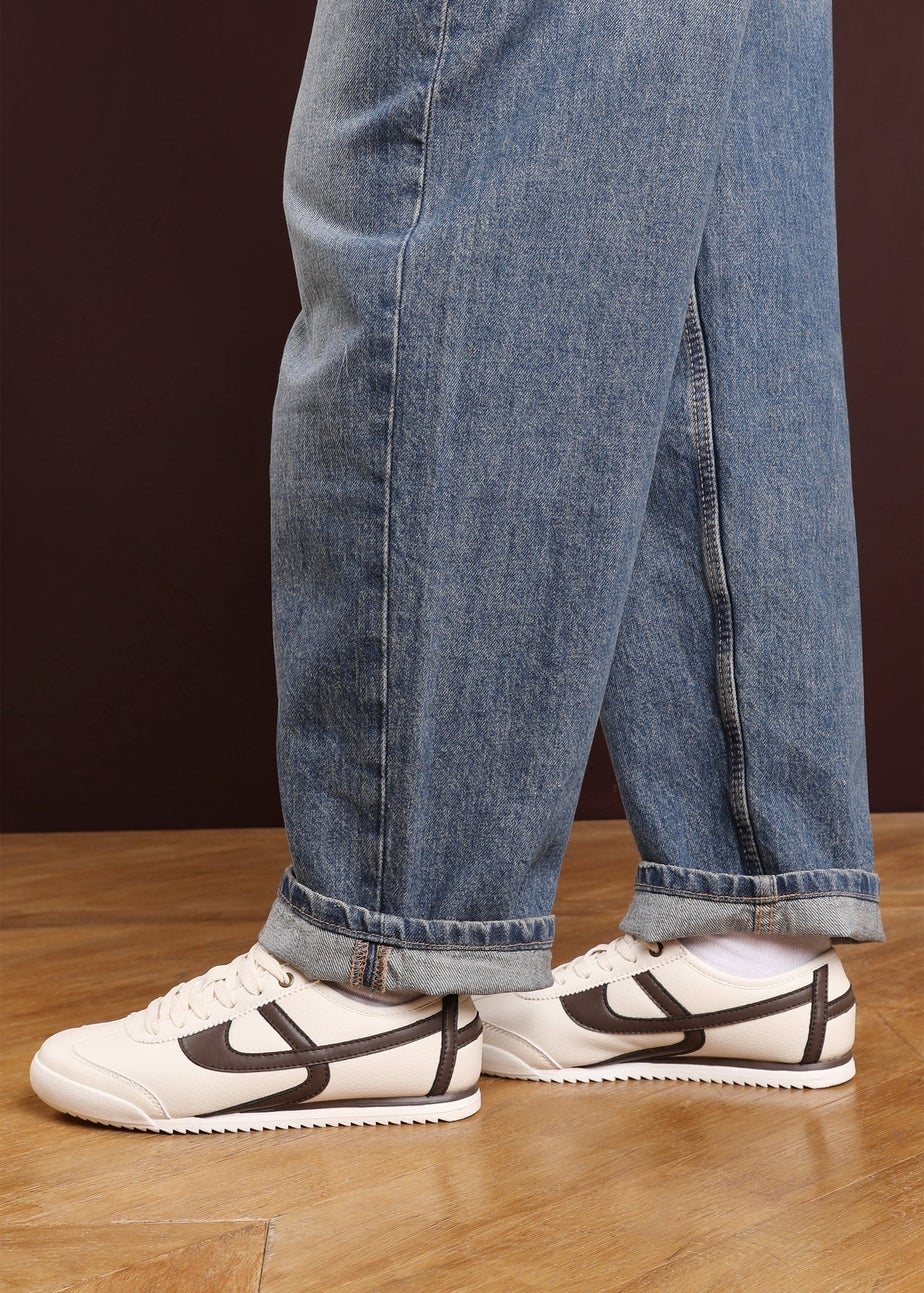 Where's That From Brisa Beige Court Trainer With Brown Stripe