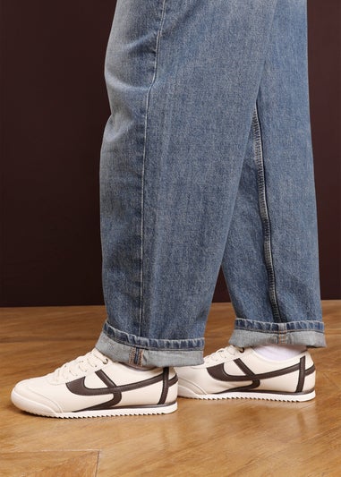 Where's That From Brisa Beige Court Trainer With Brown Stripe