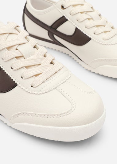 Where's That From Brisa Beige Court Trainer With Brown Stripe