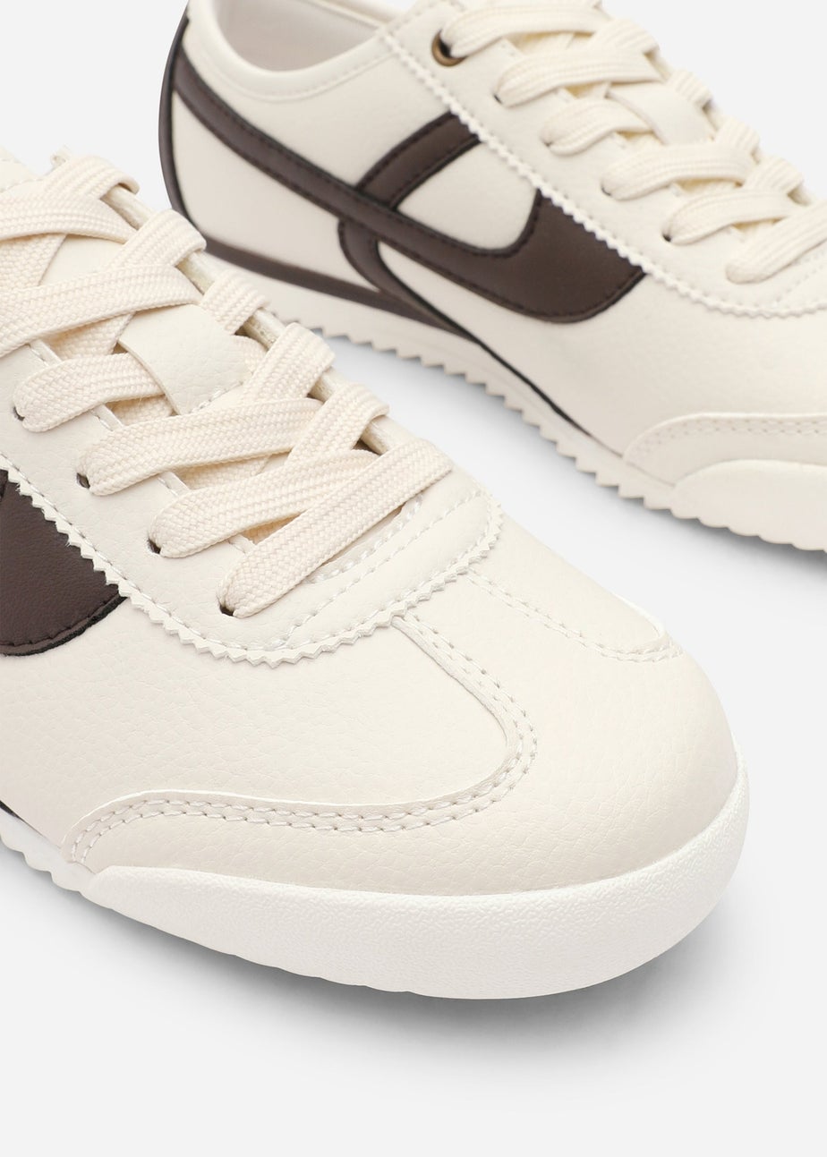Where's That From Brisa Beige Court Trainer With Brown Stripe