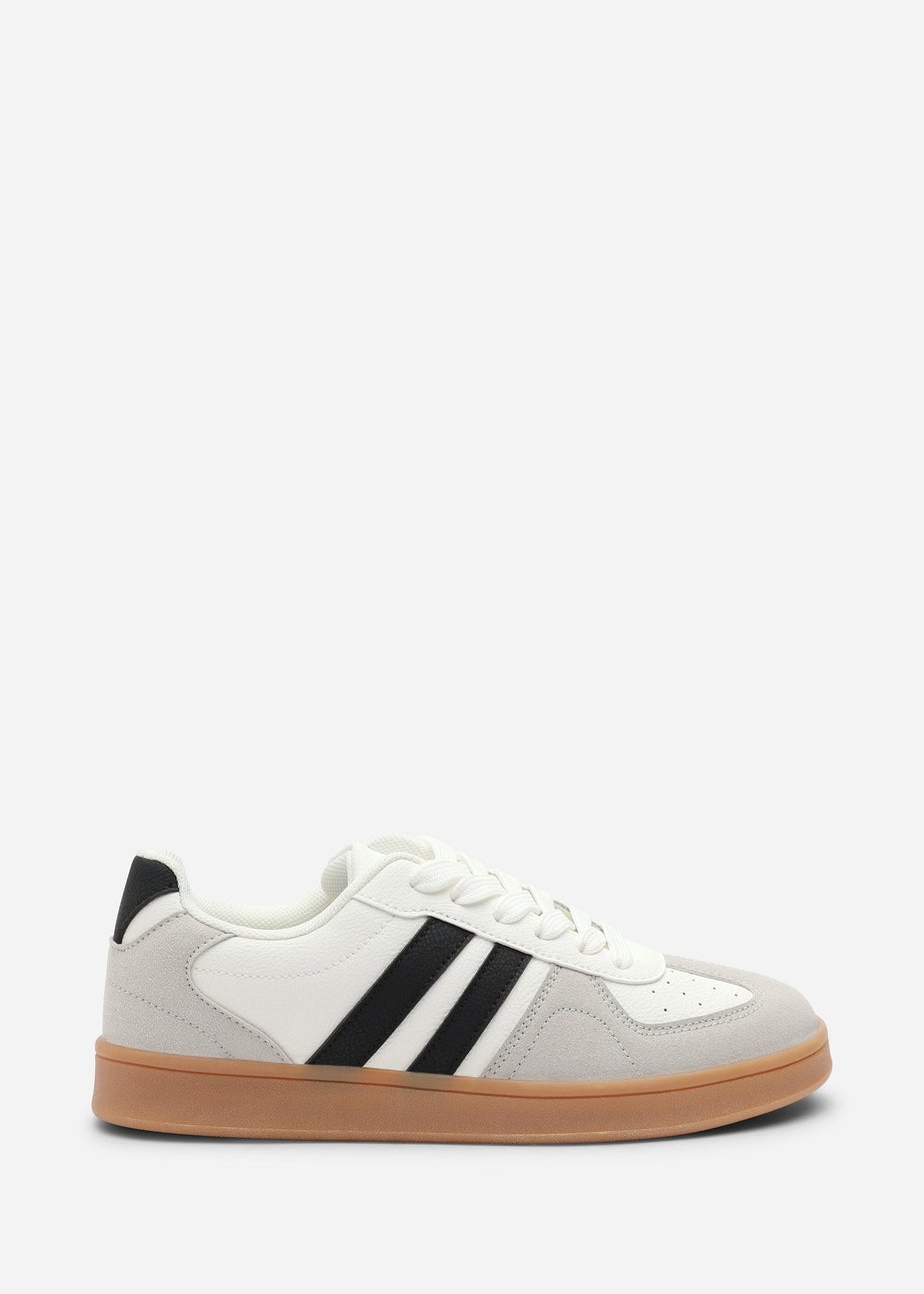 Where's That From Venice White Retro Lace-Up Stripes Trainer