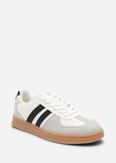 Where's That From Venice White Retro Lace-Up Stripes Trainer