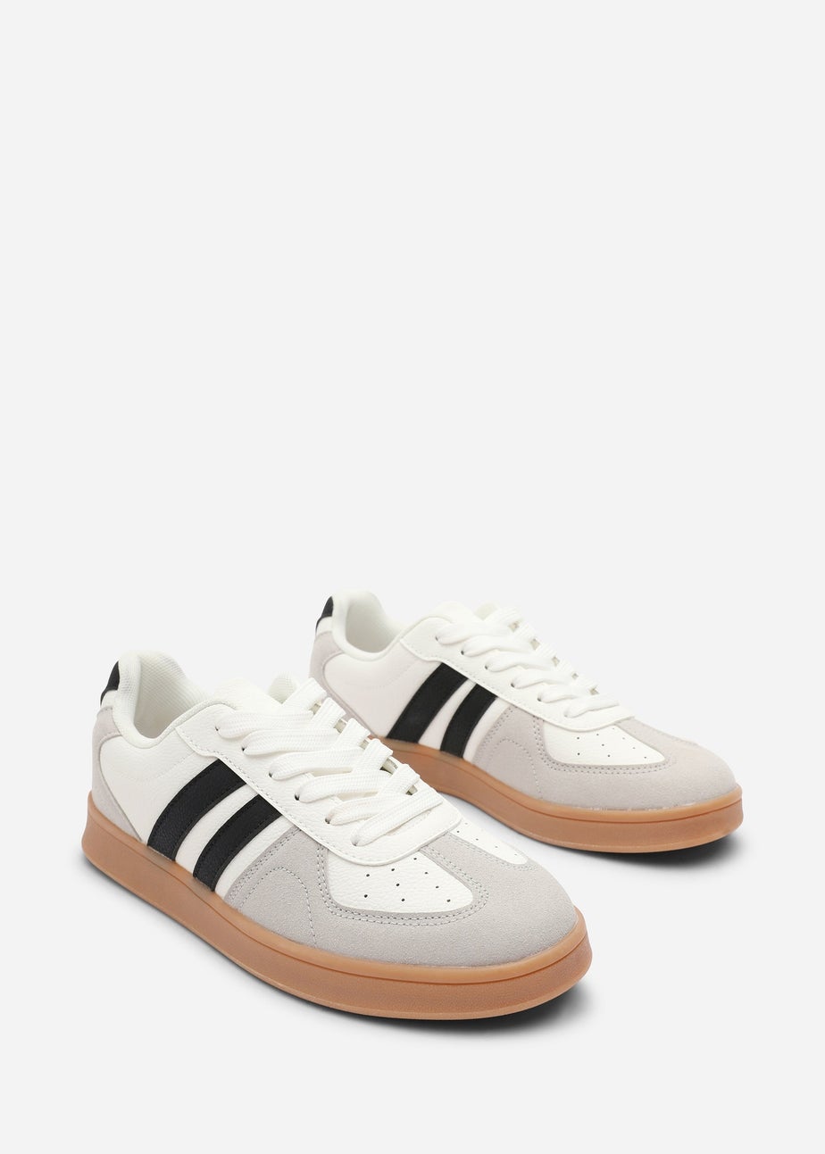 Where's That From Venice White Retro Lace-Up Stripes Trainer