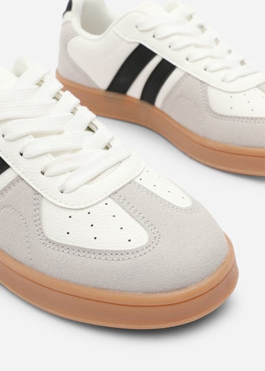Where's That From Venice White Retro Lace-Up Stripes Trainer
