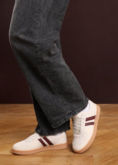 Where's That From Venice Beige Retro Lace-Up Stripes Trainer
