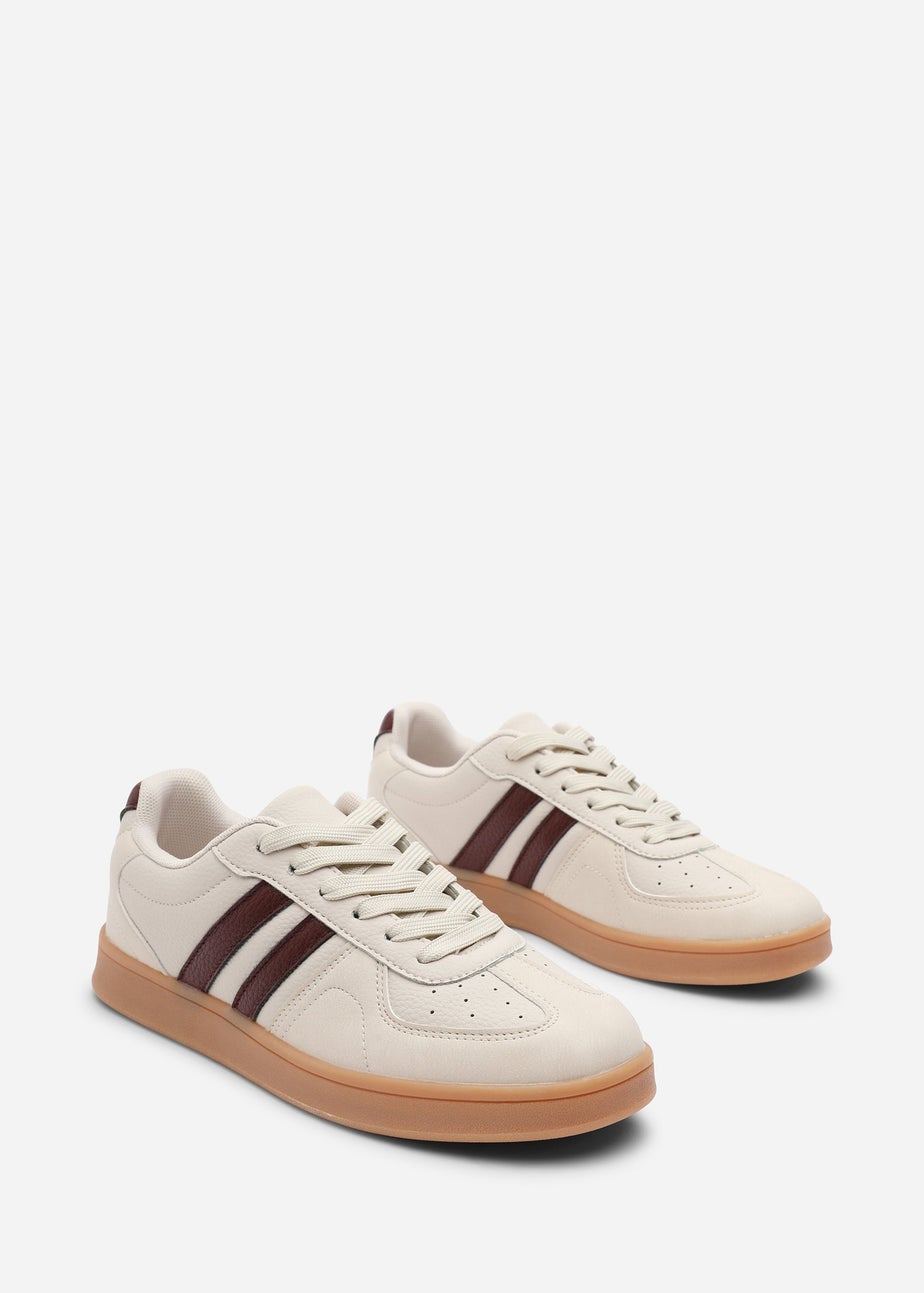 Where's That From Venice Beige Retro Lace-Up Stripes Trainer