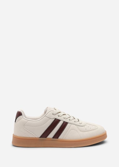 Where's That From Venice Beige Retro Lace-Up Stripes Trainer
