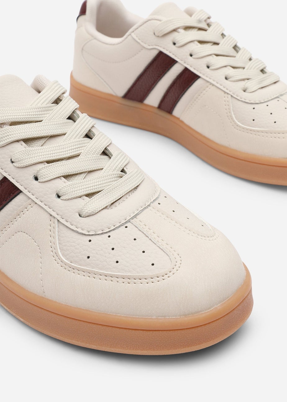 Where's That From Venice Beige Retro Lace-Up Stripes Trainer