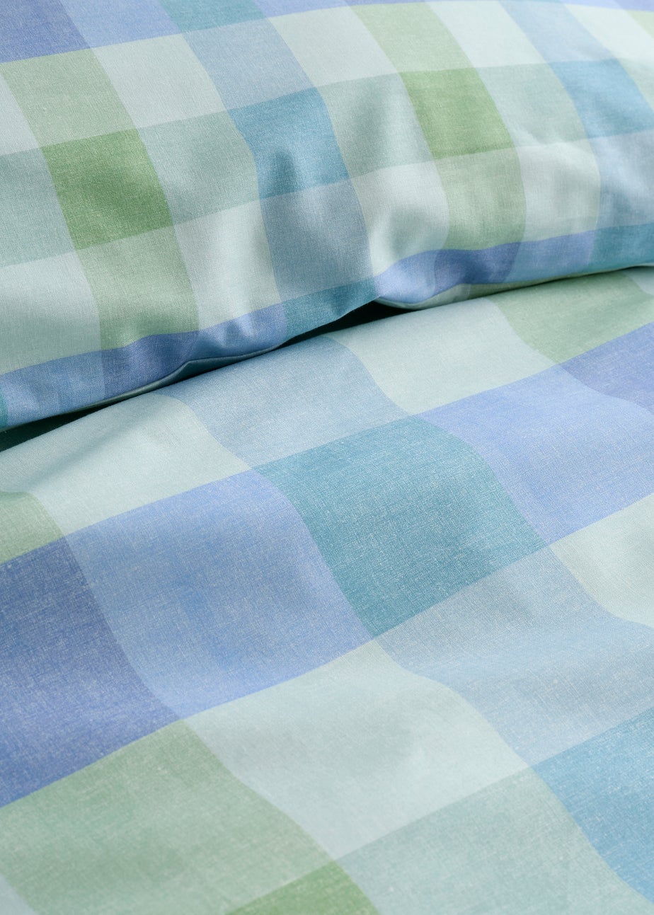 Fusion Block Check Reversible Blue Duvet Cover Set