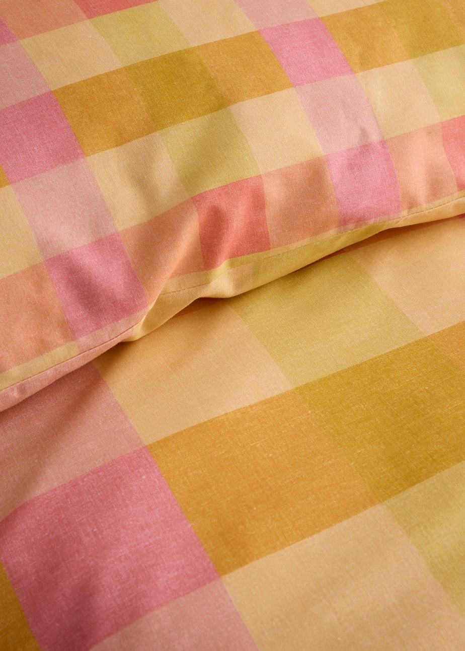 Fusion Block Check Reversible Orange Duvet Cover Set