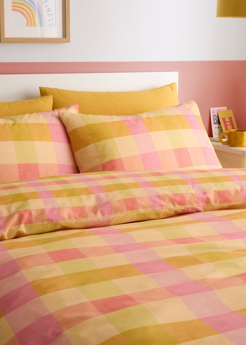 Fusion Block Check Reversible Orange Duvet Cover Set