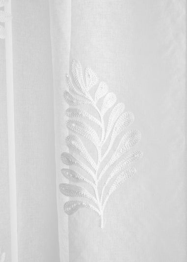 Appletree Leaf Embroidery Lightweight White Voile Panel
