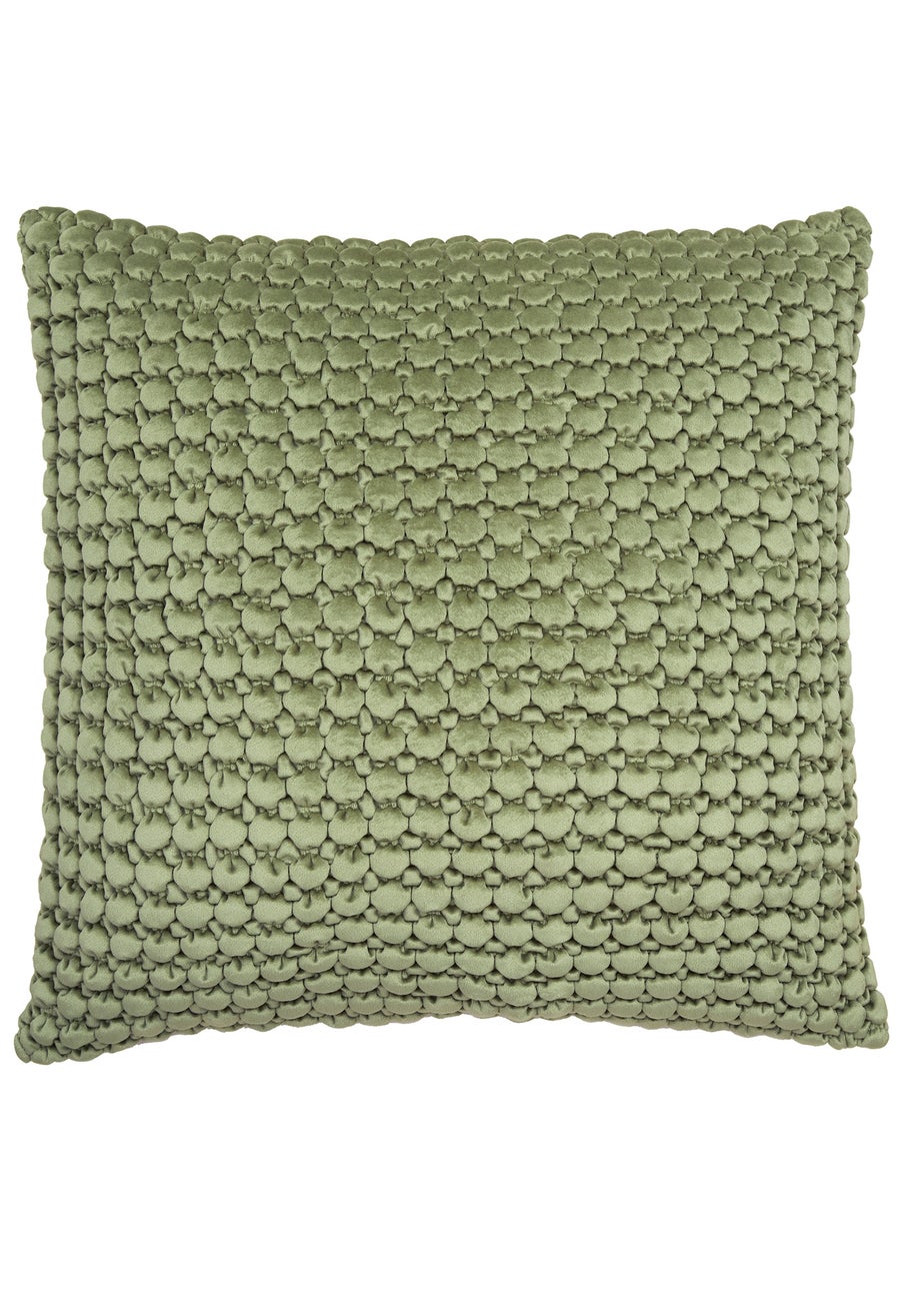 Appletree Bobble Tufted Olive Filled Cushion