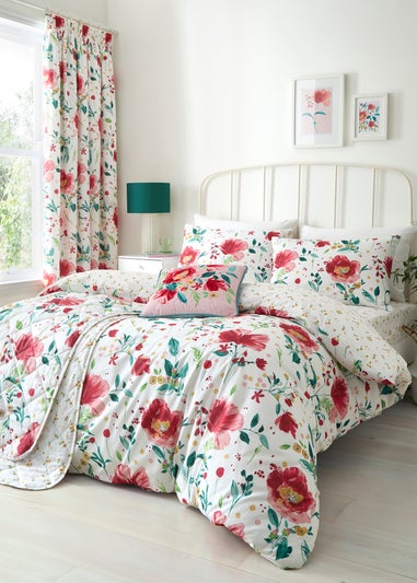 Dreams & Drapes Abstract Poppy Breathable Red Filled Cushion