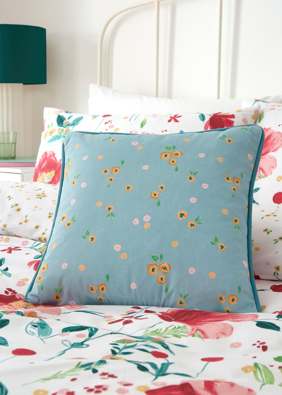 Dreams & Drapes Abstract Poppy Breathable Red Filled Cushion