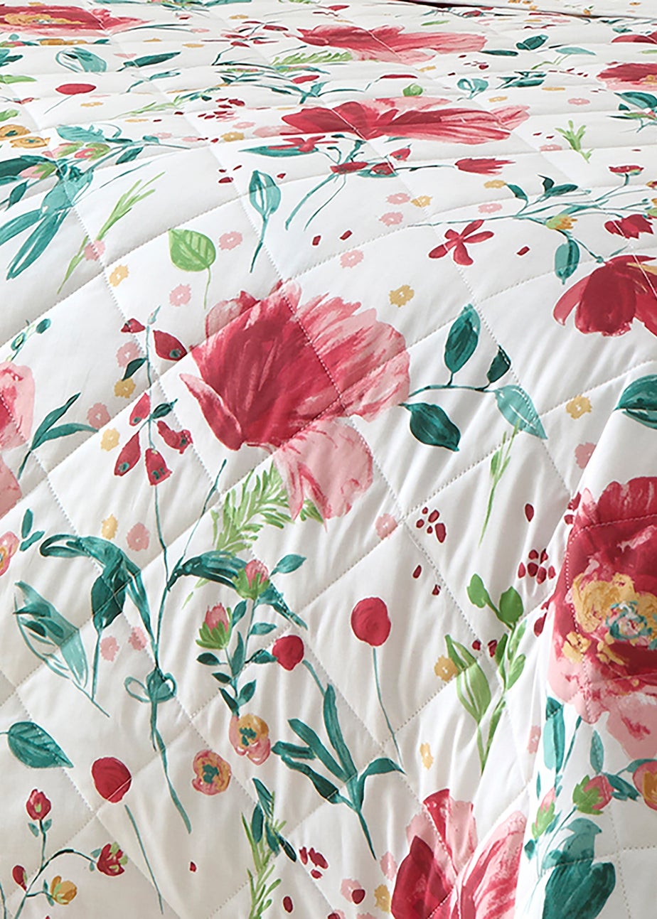 Dreams & Drapes Abstract Poppy Quilted Red Bedspread