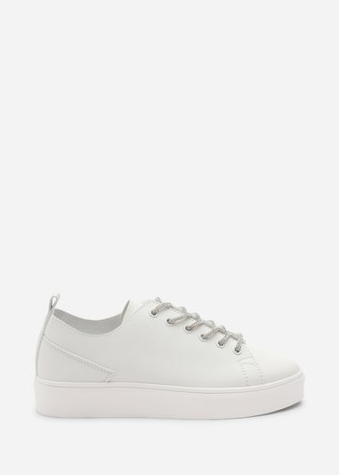 Where's That From Eliane White Lace-up Low Wedge Trainer