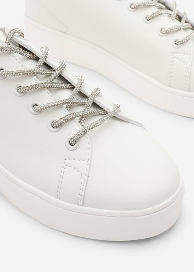 Where's That From Eliane White Lace-up Low Wedge Trainer