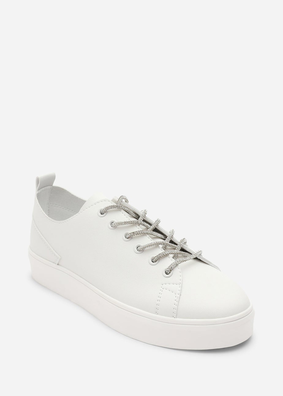 Where's That From Eliane White Lace-up Low Wedge Trainer