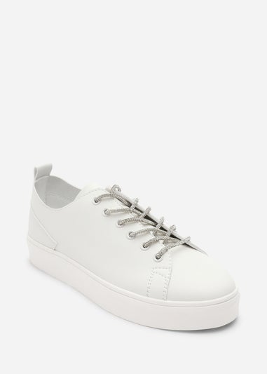 Where's That From Eliane White Lace-up Low Wedge Trainer