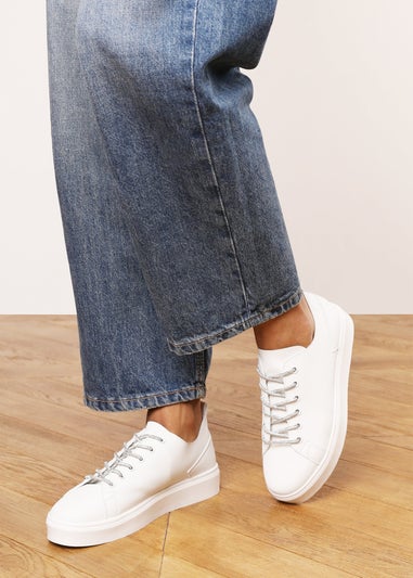 Where's That From Eliane White Lace-up Low Wedge Trainer