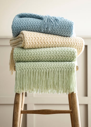Appletree Textured Knit Heavyweight Blue Throw