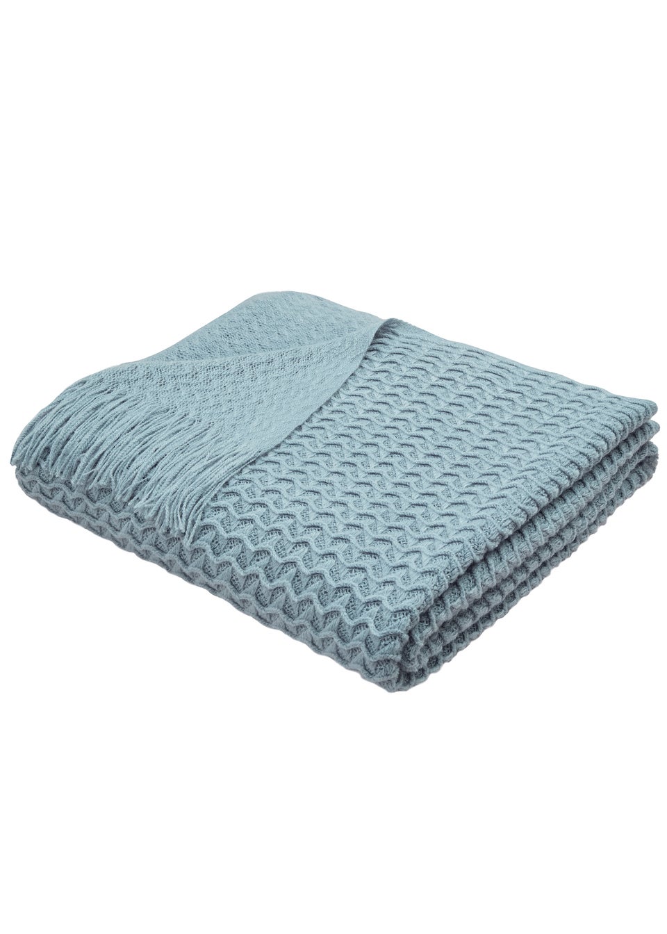 Appletree Textured Knit Heavyweight Blue Throw
