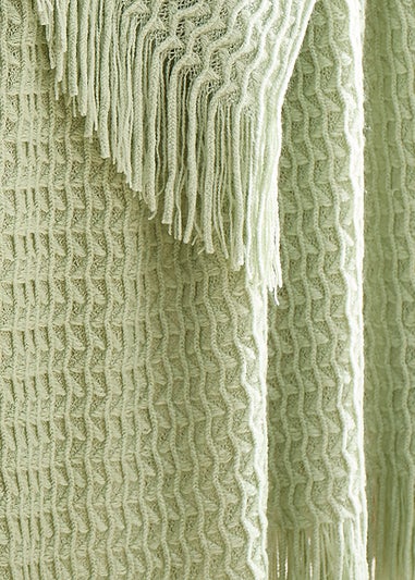 Appletree Textured Knit Heavyweight Green Throw