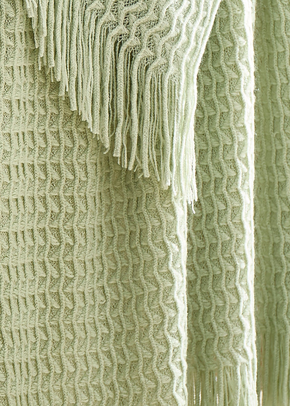 Appletree Textured Knit Heavyweight Green Throw