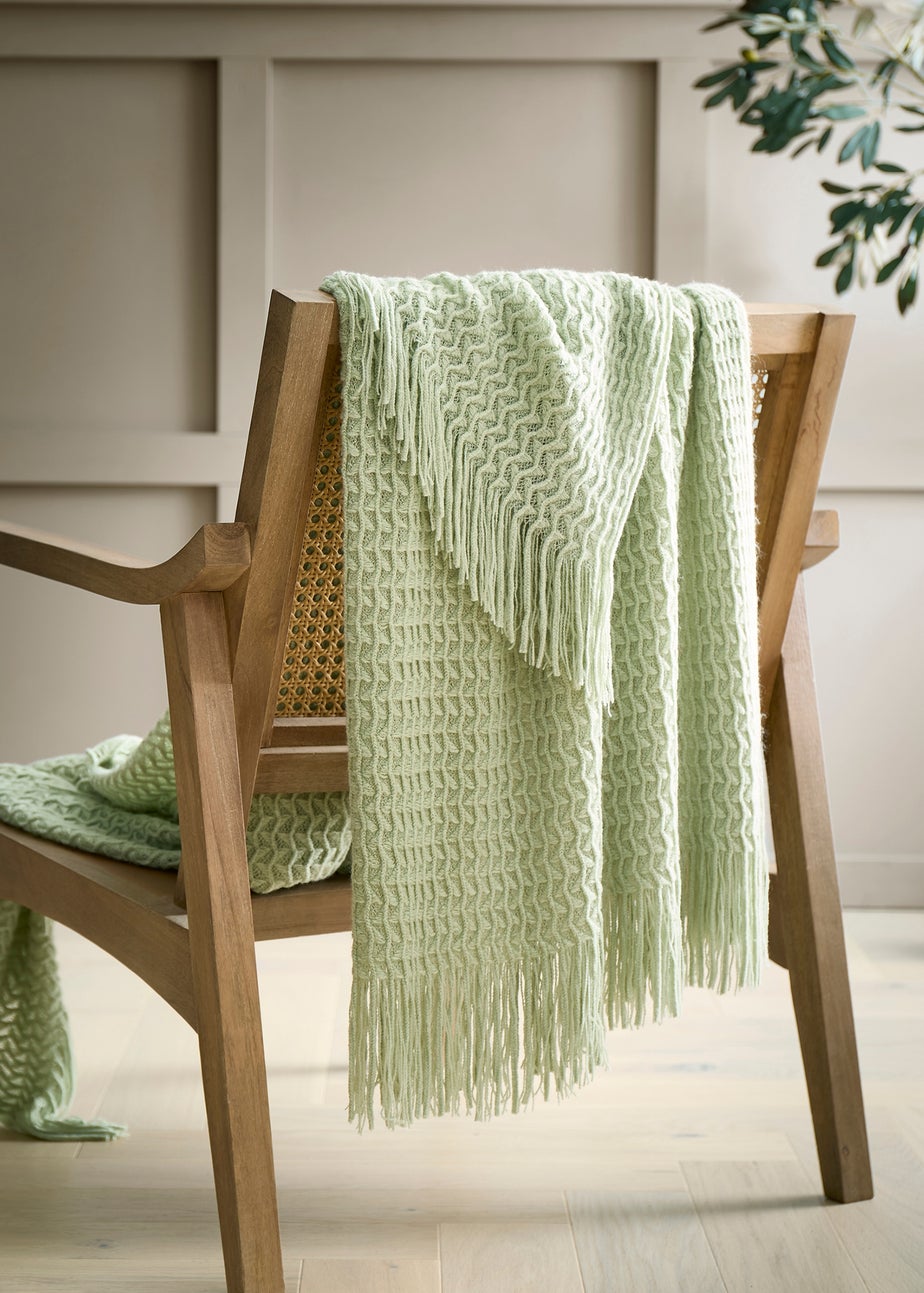 Appletree Textured Knit Heavyweight Green Throw