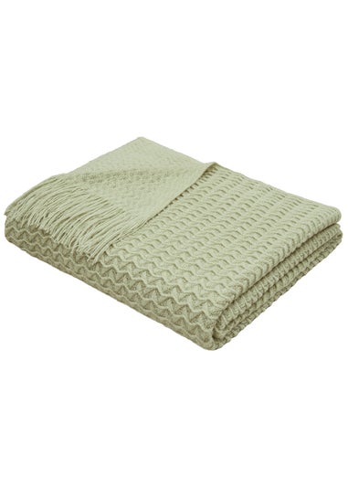 Appletree Textured Knit Heavyweight Green Throw