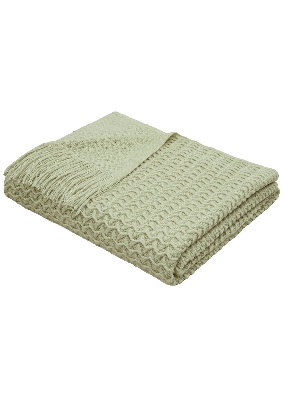 Appletree Textured Knit Heavyweight Green Throw