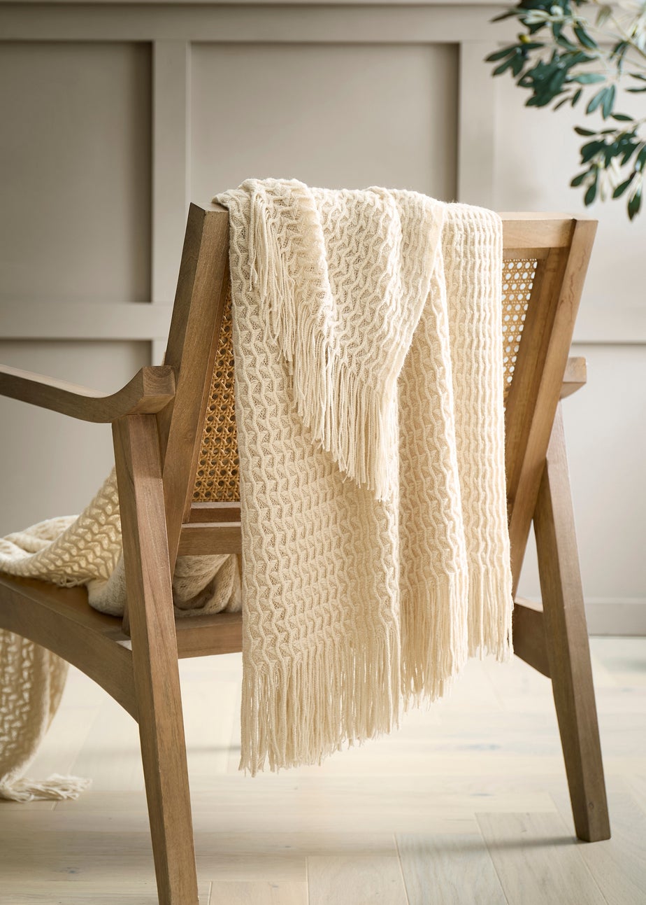 Appletree Textured Knit Heavyweight Natural Throw