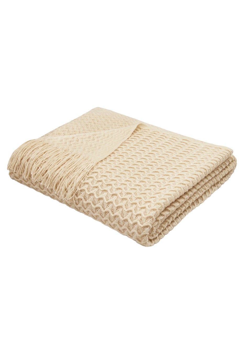 Appletree Textured Knit Heavyweight Natural Throw