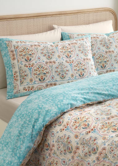 Dreams & Drapes Edena Decorative Floral Reversible Natural Duvet Cover Set
