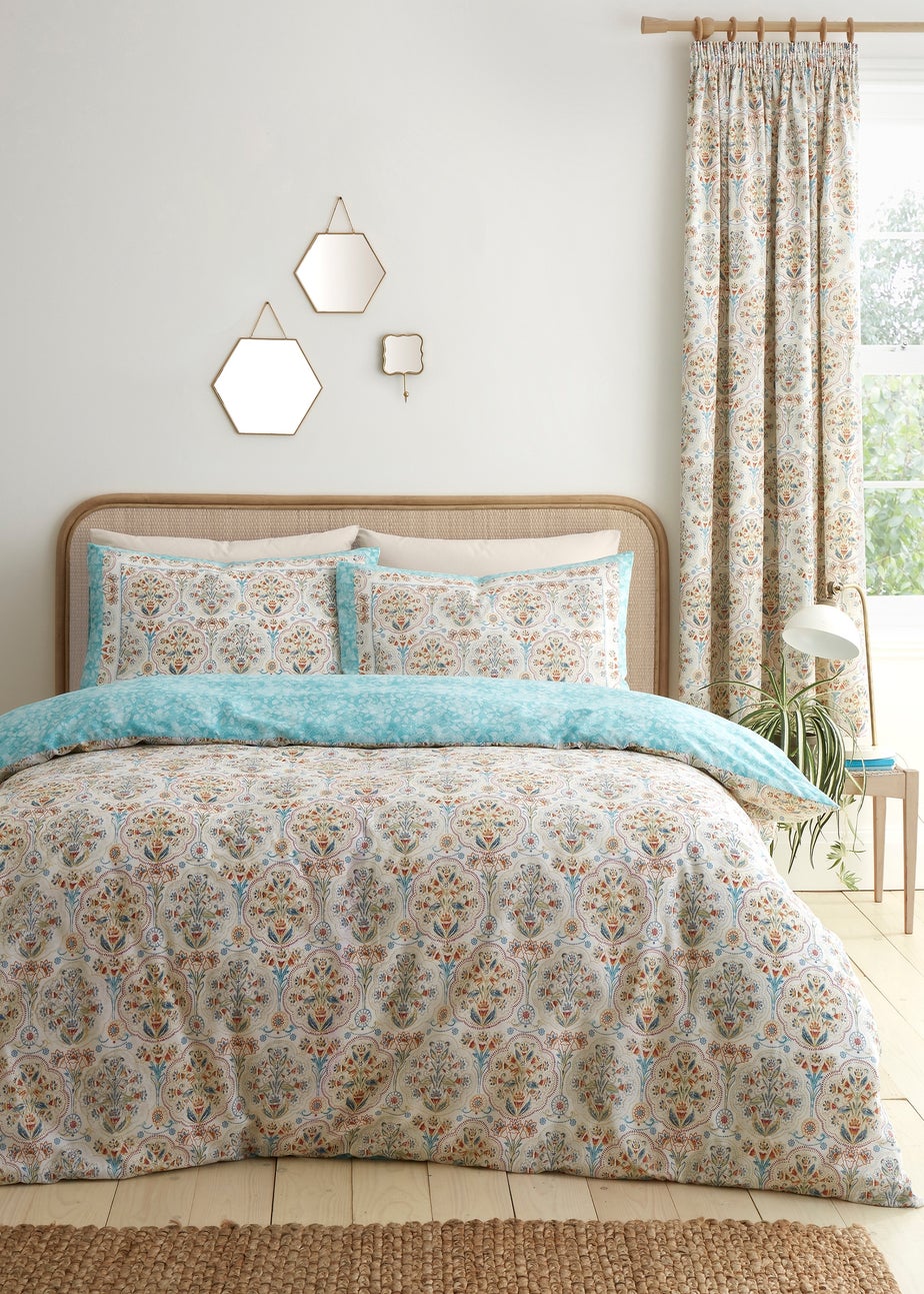 Dreams & Drapes Edena Decorative Floral Reversible Natural Duvet Cover Set