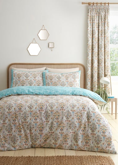 Dreams & Drapes Edena Decorative Floral Reversible Natural Duvet Cover Set