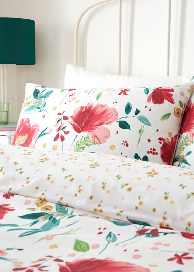 Dreams & Drapes Abstract Poppy Reversible Red Duvet Cover Set