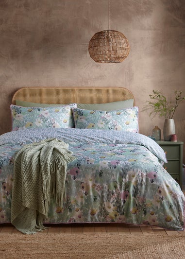 Appletree Abstract Floral Reversible Green Duvet Cover Set